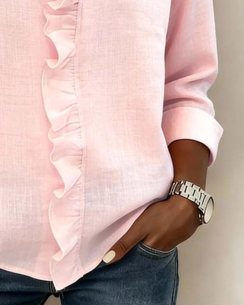 AMPARO | Blusa con cuello en V y volantes