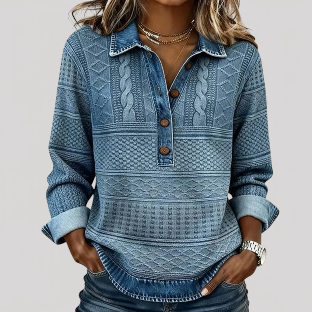 ANTONIA | Blusa tejida con cuello abotonado