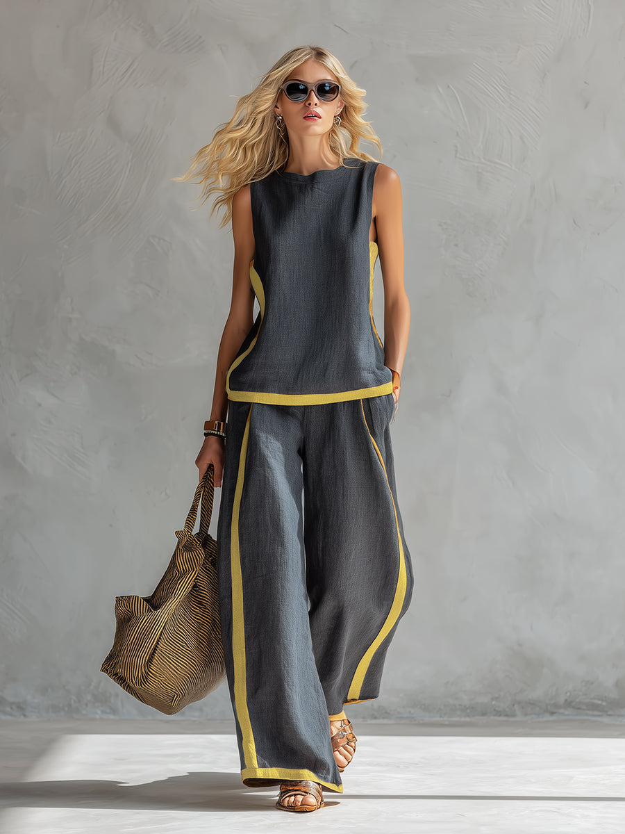 MAITE | Conjunto de chaleco y pantalón ancho