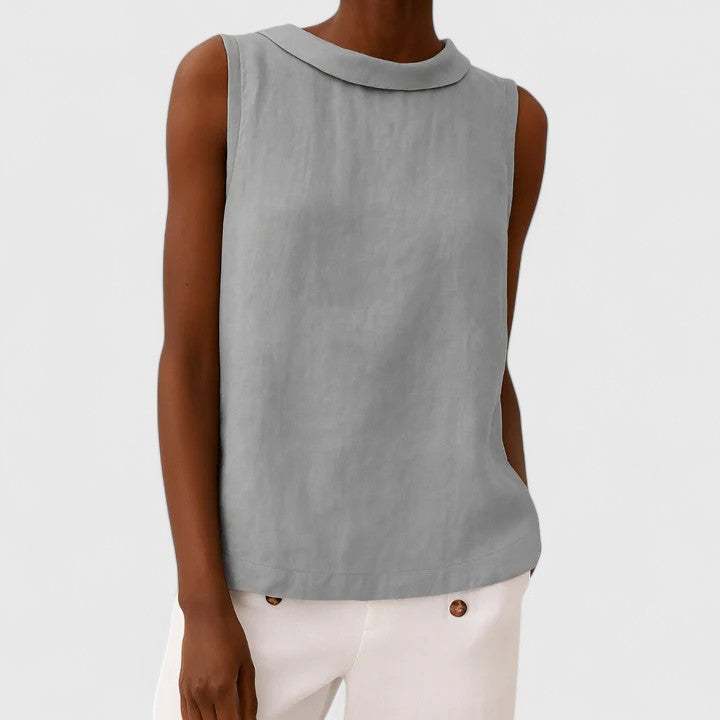 AMPARO | Blusa sin mangas con cuello doblado