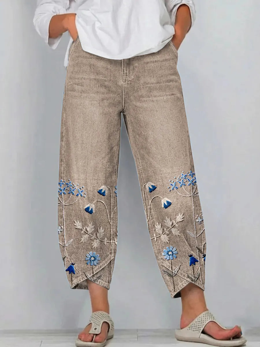 CAMILA | Pantalón holgado con detalle floral