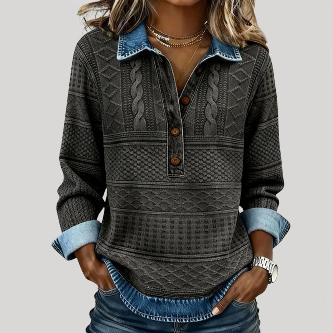 ANTONIA | Blusa tejida con cuello abotonado