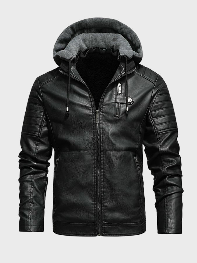 SERGIO | Chaqueta con capucha efecto cuero