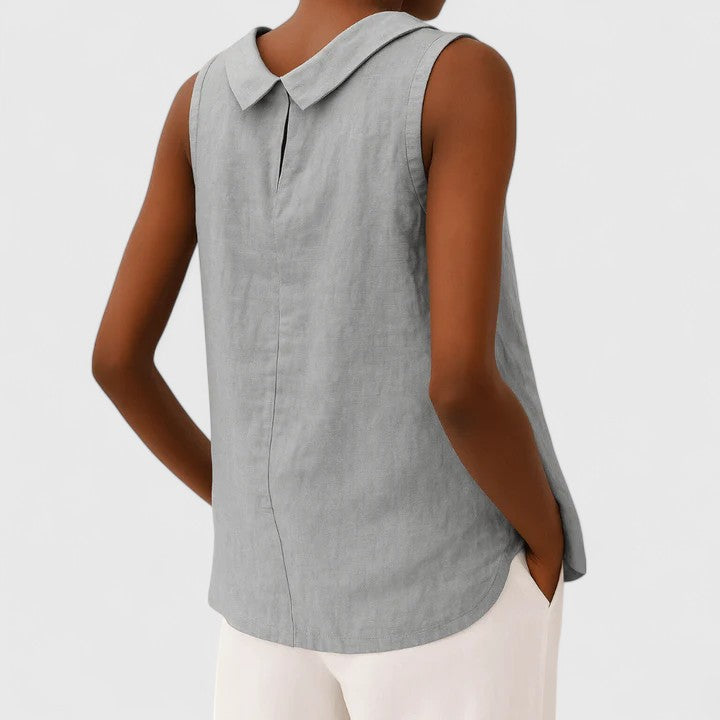 AMPARO | Blusa sin mangas con cuello doblado