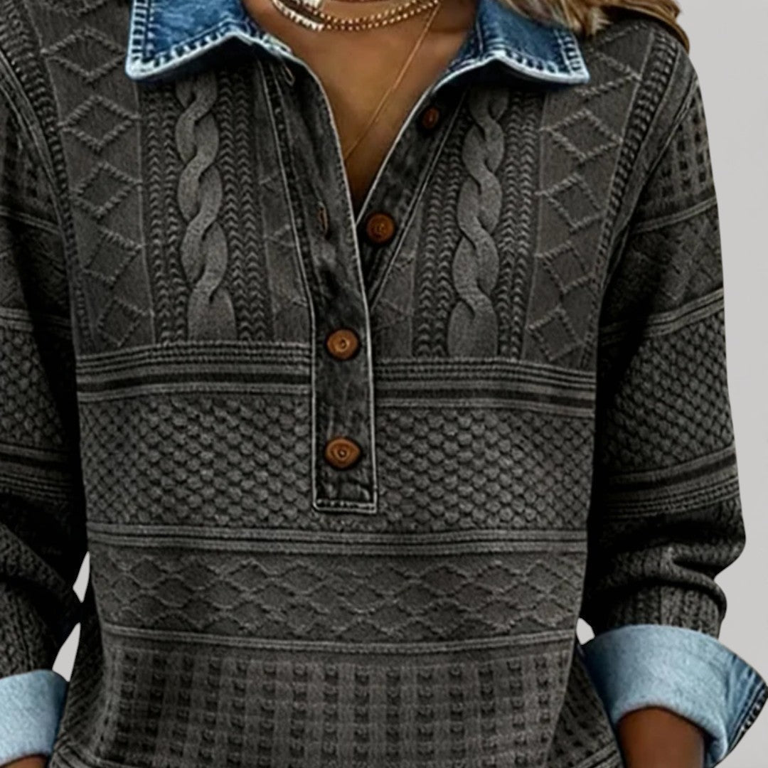 EMILIA | Blusa tejida con cuello y botones