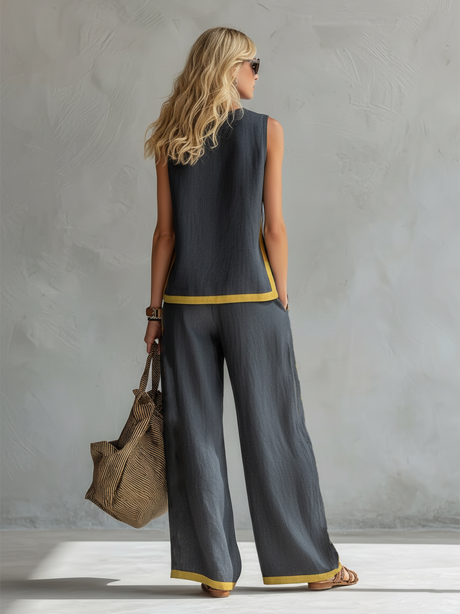 MAITE | Conjunto de chaleco y pantalón ancho