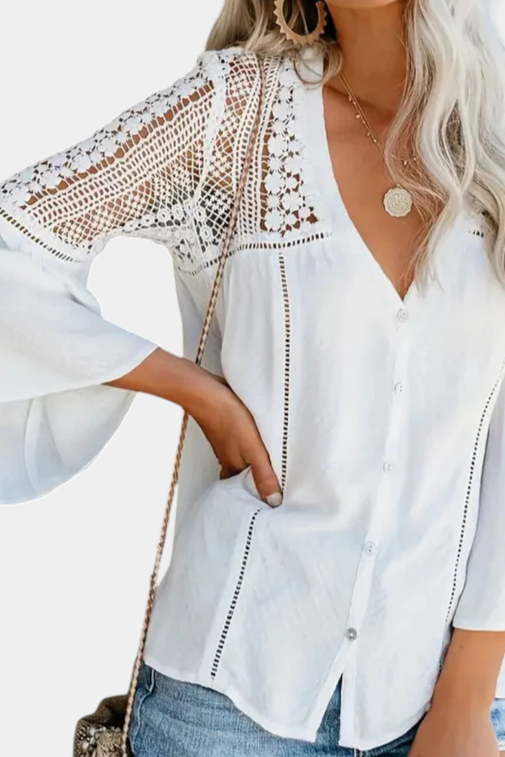JOSEFA | Blusa con escote en V y encaje