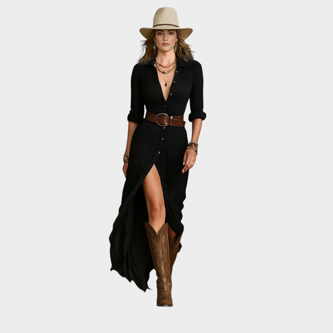 EMILIA | Vestido maxi con abertura frontal