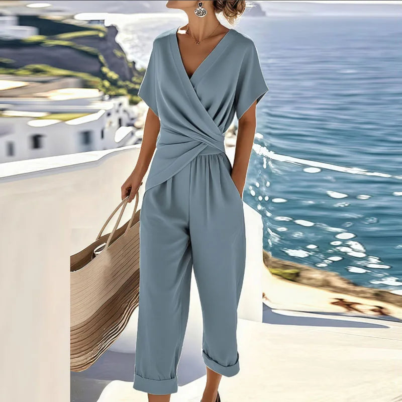 ANTONIA | Conjunto con top cruzado y pantalón cropped