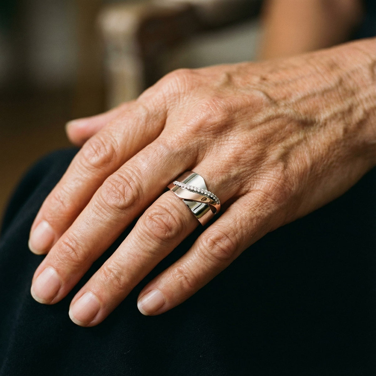 CAMILA | Anillo bicolor con zircón