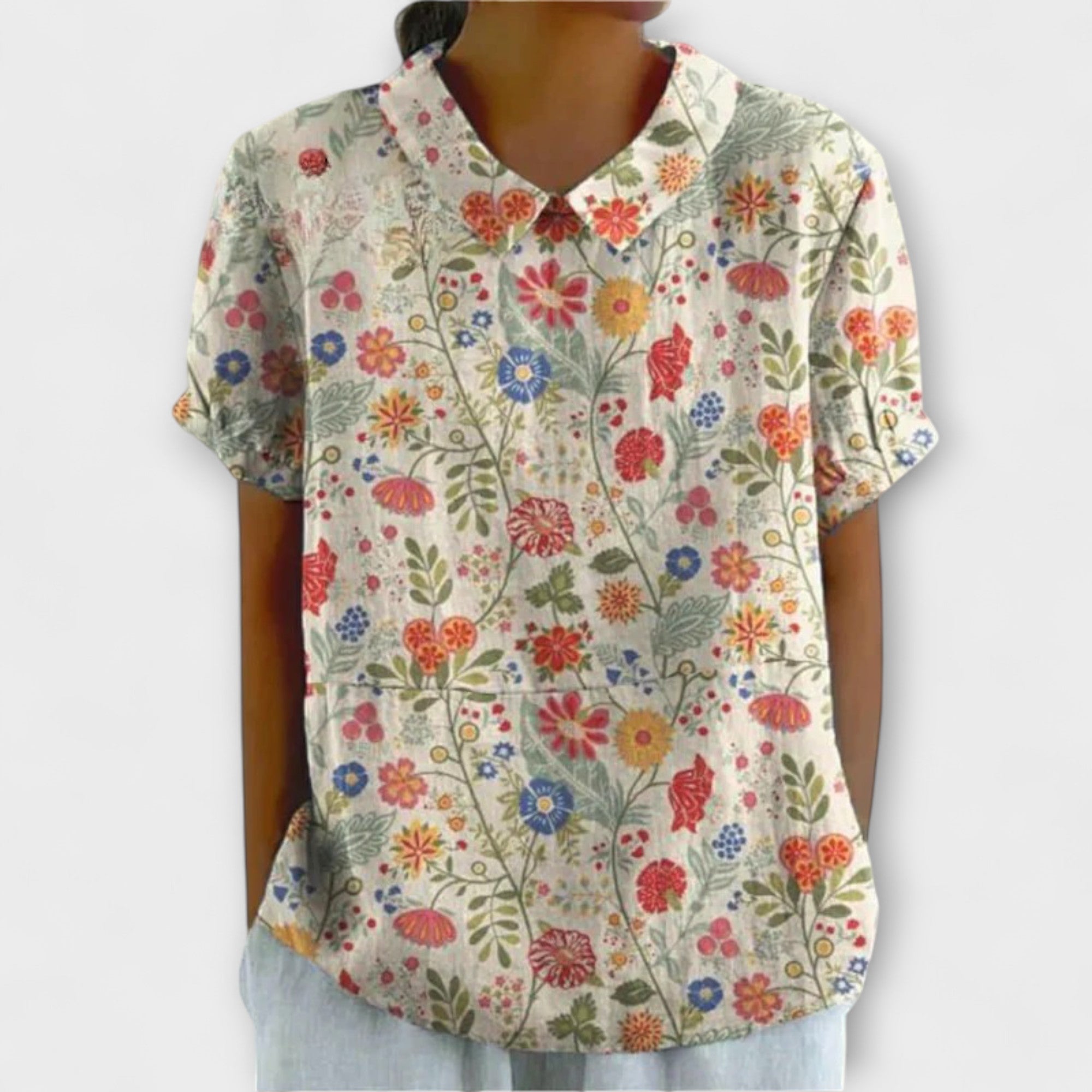EMILIA | Blusa floral con hombros caídos
