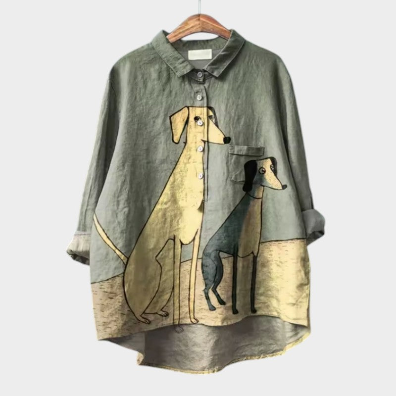 AMPARO | Blusa suelta con encaje estampada