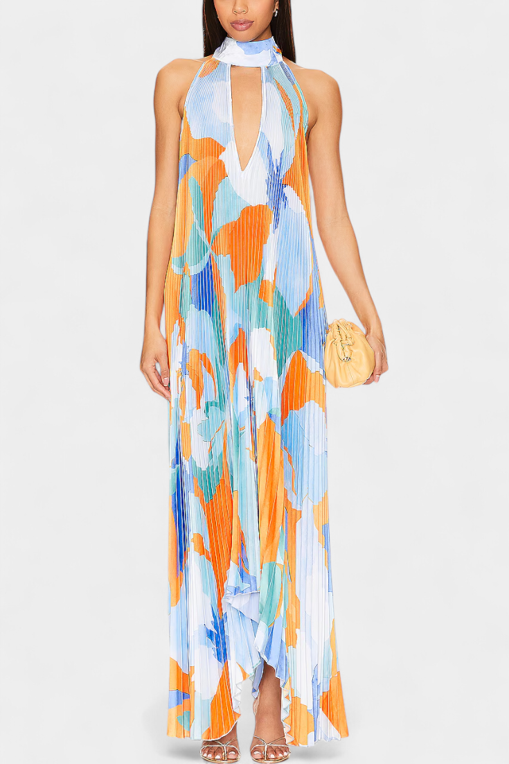 FLORENCIA | Vestido largo plisado con halter
