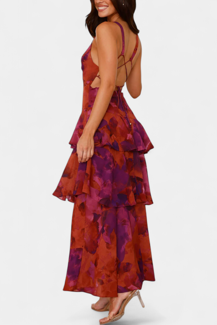 AMPARO | Vestido con escote en V y volantes