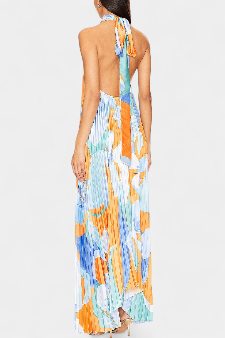 FLORENCIA | Vestido largo plisado con halter