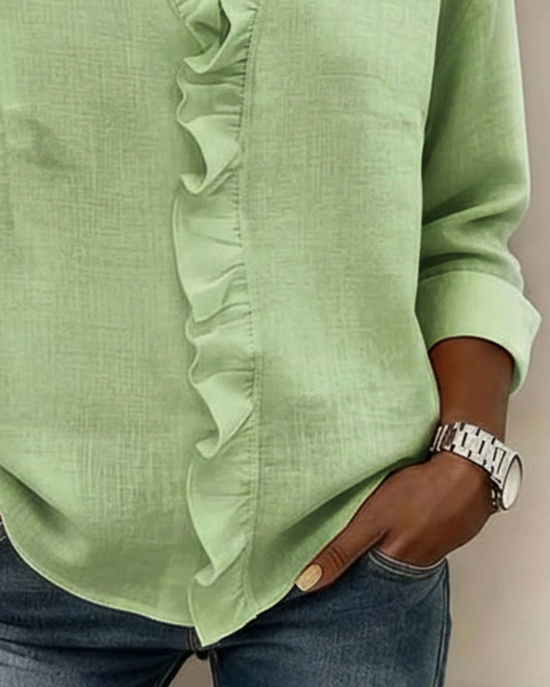 AMPARO | Blusa con cuello en V y volantes