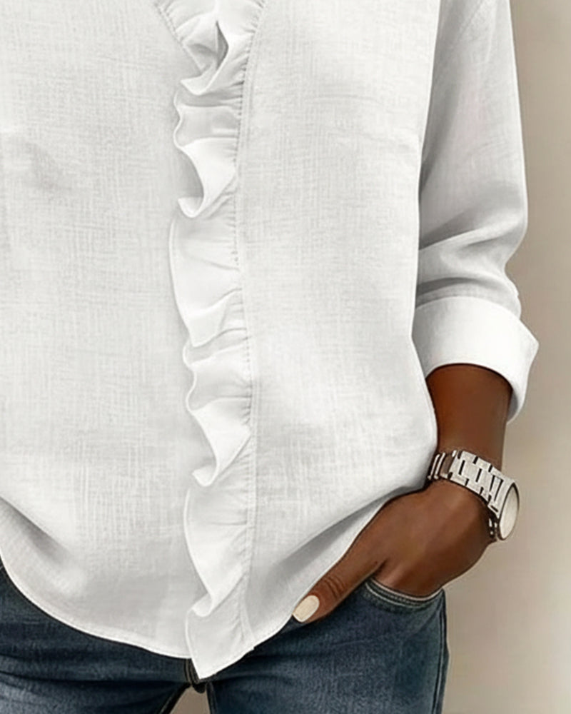 AMPARO | Blusa con cuello en V y volantes